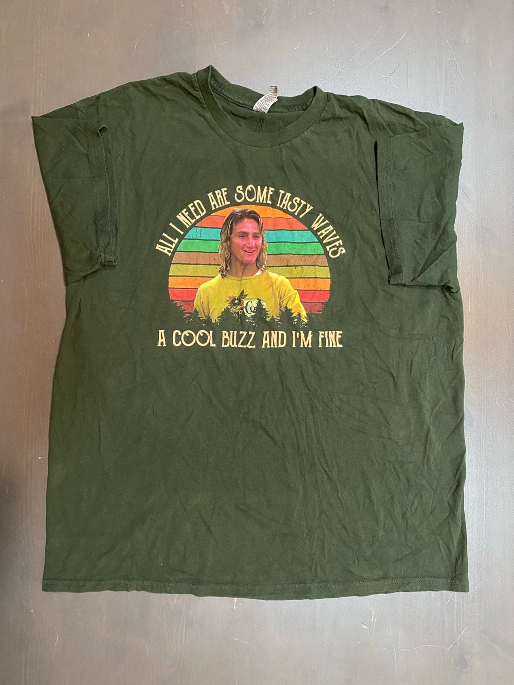 Fast Times at Ridgemont High Spicoli Graphic Tee XL Green Funny Surf Movie Quote